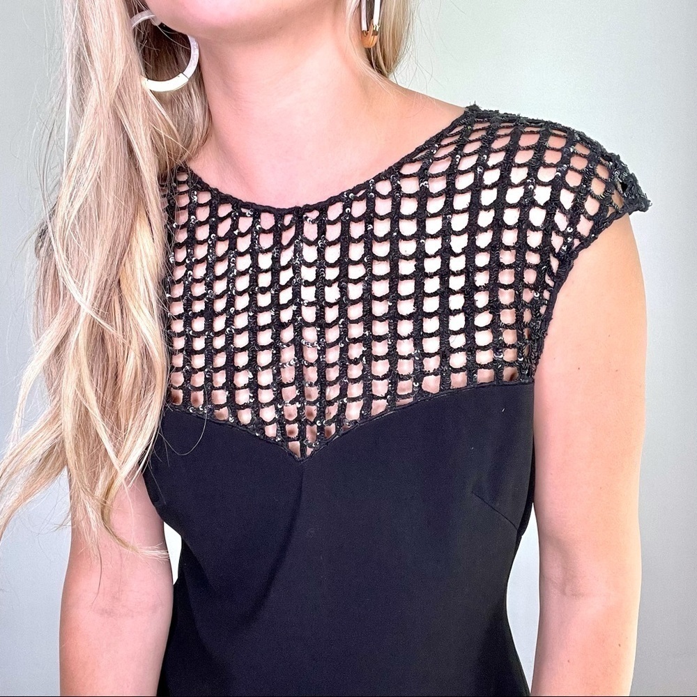 Pamella Roland Black Cut Out Sequin Dress New 10
